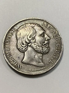 Netherlands, 1872 Silver 2 1/2 Gulden Coin - Picture 1 of 2