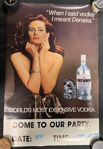 Poster pubblicitario promozionale 18x27 Denaka Vodka Vieni alla nostra festa 1987 NH PB38 - Foto 1 di 3