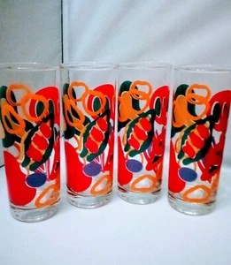  4er Set Vintage Gläser mit Boho/modernem abstraktem Design - Bild 1 von 4