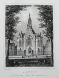 Rotterdam De Nieuwe Kerk Niederlande Nederland alter Stahlstich 1844 - Picture 1 of 1