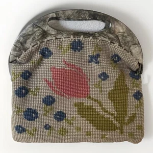 Sac Début XXe Vintage Bakélite Et Broderie Soie À L’intérieur - Picture 1 of 11