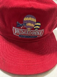 Vtg Las Vegas/ Primm, Nevada Hat Cap Primadonna Red Corduroy Hotel Casino Resort - Picture 1 of 5
