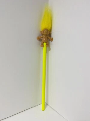 Vintage TROLL on Neon Yellow PENCIL w/Yellow HAIR- RUSS TROLL DOLL - Изображение 1 из 3
