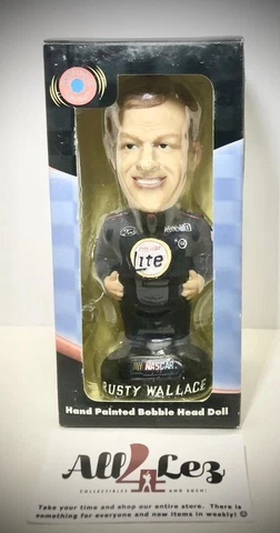 2001 NASCAR RUSTY WALLACE "MILLER LIGHT" ANIMATION IN MOTION BOBBLEHEAD ~ NIB Cover