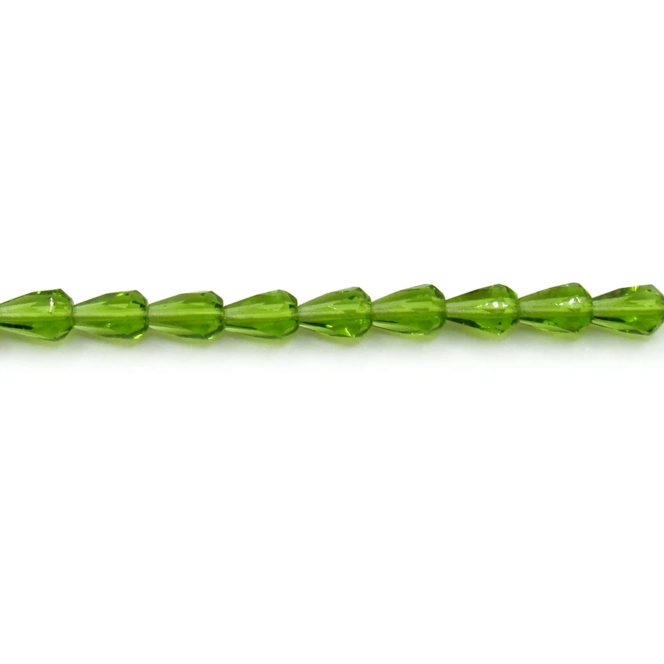 Olivine Green - 50 7x5 mm Teardrop Czech Glass Fire Polish Beads - Image 1 of 1