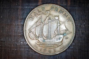 Great Britain 1941 1/2 Half Penny KM844 Bronze **XF** #GL - Picture 1 of 2