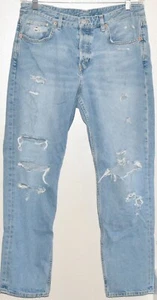 H&M &Denim Boyfriend Women's Medium Wash Button Fly Distressed Denim Jeans (31) - Picture 1 of 7