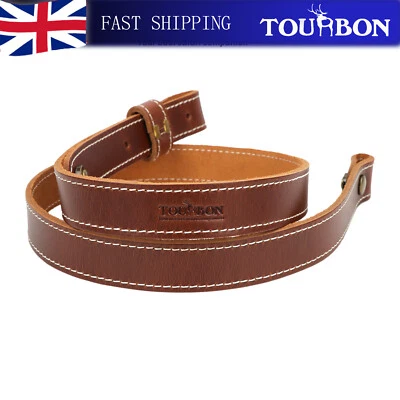 TOURBON Leather Gun Sling Rifle/Shotgun Strap Shooting Hunting Adjustable Belt - Image 1 of 4