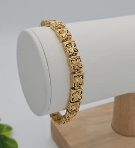 Diamond Cut Four Leaf Clover Bracelet, 14k Heavy Plated Gold - Picture 1 of 5