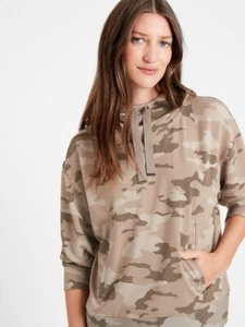 Banana Republic Baby Terry Hoodie Relaxed Women`s Top Sweatshirt Camo NWT - Picture 1 of 11