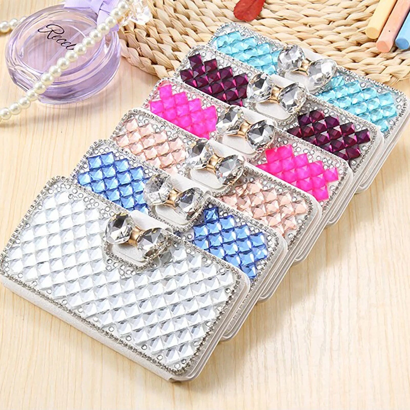 For iPhone 15 Pro Max 14 13 12 11 XS XR 8 7 Luxury Diamond Bling Leather Case - Image 1 of 4