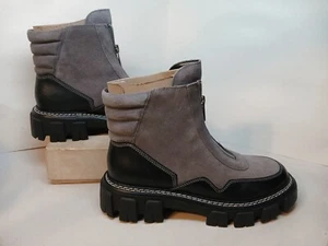 MARC FISHER Deric Med Gray Leather/Suede Lug Sole BOOT Women 7MStore display$219 - Picture 1 of 8