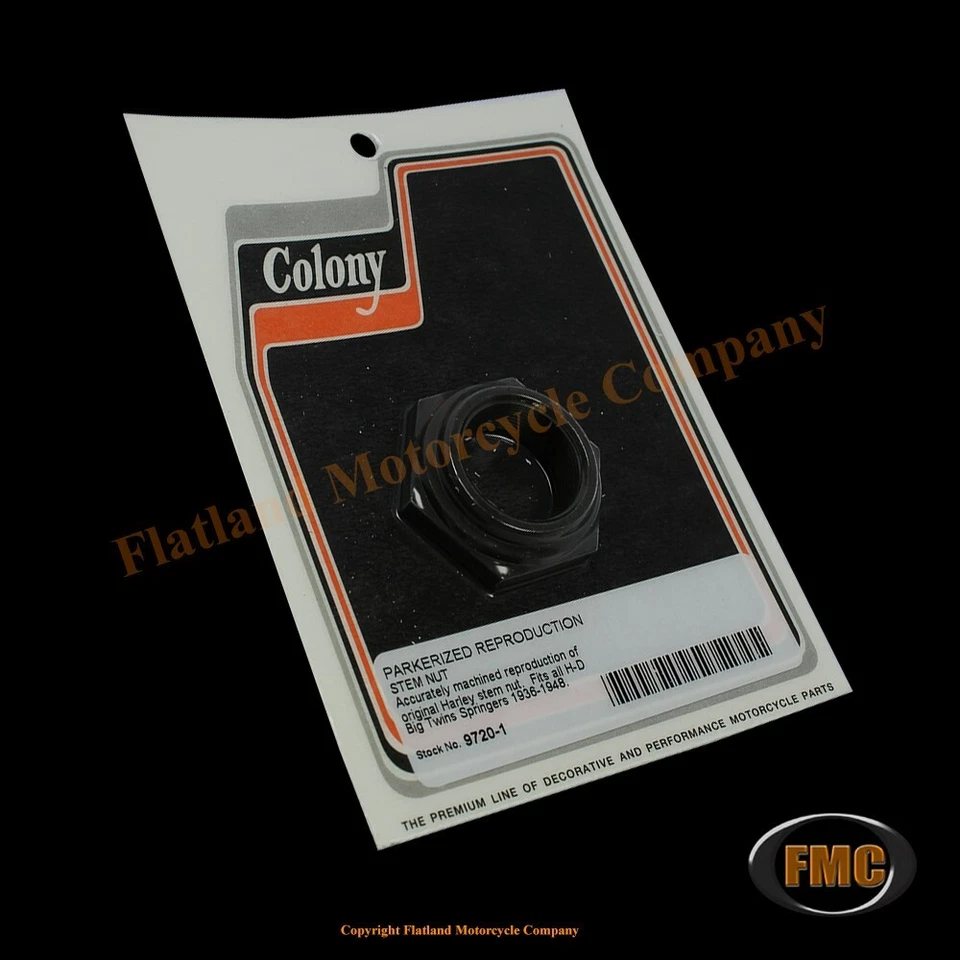 Colony 9720-1, Fork Stem Nut, 1936-1948 Big Twins, P/N 48561-36, Parkerized Foto 1 de 1