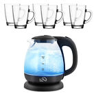 LED Glas Wasserkocher 1,7L & Gläser-Set – Doppelwandig / Henkel -Tee Kaffee Set
