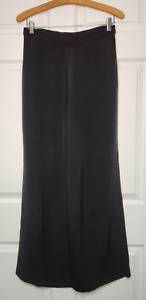 Lauren Ralph Lauren Women's 100% Silk Pants Size 8 Wide Leg Black Side Zip