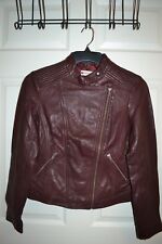 29 PORTER RD Womens 100% SHEEP Leather MOTO BURGUNDY Jacket SMALL  $599