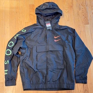 Giacca a vento Nike Double Tick "Swoosh" 1/4 zip con cappuccio uomo large nuova con etichetta - Foto 1 di 8