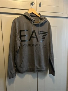 EA7 Emporio Armani Hoodie Uk Size Medium Grey/blue Men’s - Picture 1 of 6