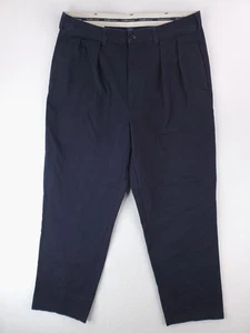 Vintage Polo Ralph Lauren Andrew Pants Mens 36x32 Navy Blue Pleated Chino - Picture 1 of 16
