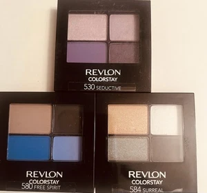 Revlon ColorStay 16 Hour Eye Shadow Quad 530,580 & 584, 0.16 Oz Mixed Lots Of 12 - Picture 1 of 2