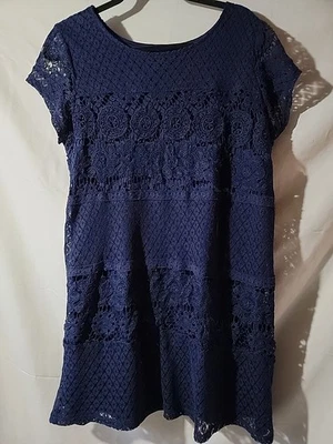 Xhilaration Women’s Sz XXL Navy Lace Stretch Dress Lined  - Image 1 of 4