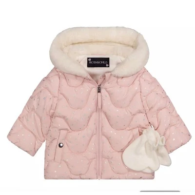 S Rothschild & CO Girl Pink Puffer Jacket Mitten Set 5/6 NWT - Image 1 of 4