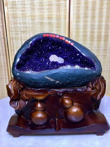 37.95LB Natural Amethyst Geode Cathedral Crystal Cluster Specimen Repair + stand - Picture 1 of 9