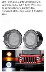 Clear Lens White LED Halo DRL Light Amber Turn Signal Lamps For Jeep Wrangler JK - Bild 1 von 6