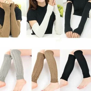 Unisex Soft Warm Arm Knitted Gloves Fingerless - Picture 1 of 18
