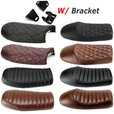 Universal Motorcycle Cafe Racer Seat Flat/Hump Saddle For Honda CB Suzuki Yamaha - Image 1 of 4