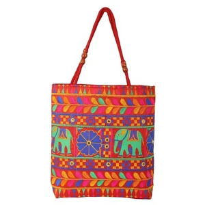 EMBROIDERED INDIAN ELEPHANT VINTAGE TRIBAL HIPPIE BANJARA BOHEMIAN SHOULDER BAG - Picture 1 of 4