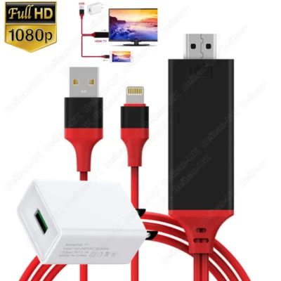 1080P HDMI Mirroring Cable iPhone to TV HDTV Adapter Cord for iPhone iPad 14 13 - Image 1 of 4