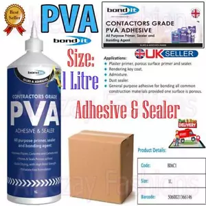 1L Bond It PVA Contractors Adhesive & Sealer All Purpose Primer Bonding Agent UK - Picture 1 of 7