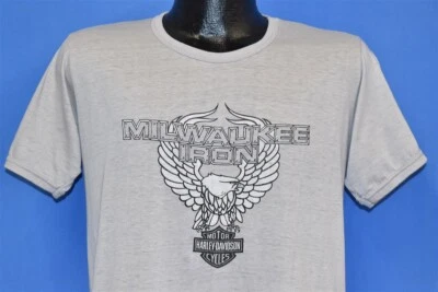 vtg 80s HARLEY DAVIDSON MILWAUKEE IRON TOYS BIG BOYS MONCTON NB CANADA t-shirt M - Image 1 of 4