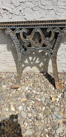19th CENTURY PAIR OF ORNATE IRON TABLE or ISLAND LEGS JUST ADD GRANITE OR MARBLE Cover