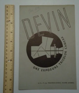 Devin One Exposure Tricolor Kamera Bedienungsanleitung 1938 Profi Original - Bild 1 von 5