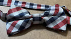 Hisdern Red White Blue Check Adjustable Now Tie NWT Formal Suit Church Dance