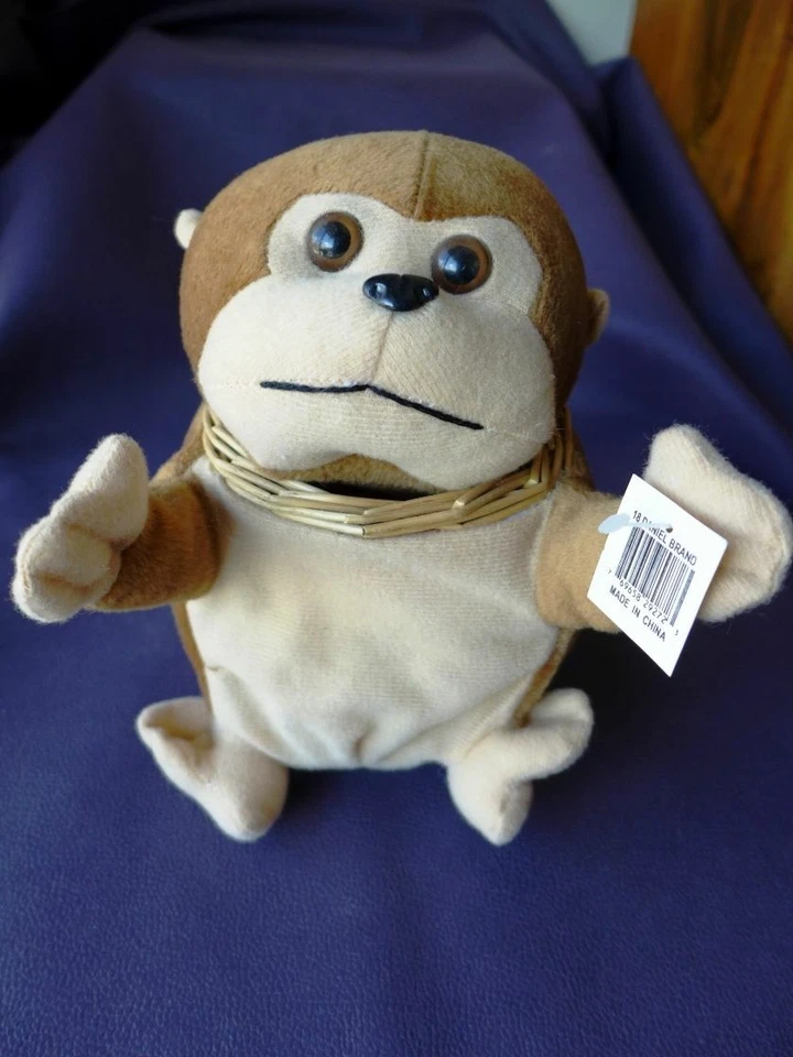 Stuffed Monkey Doll Wicker Basket Toy Decor Presents Candy Treasure Keeper - Image 1 of 4