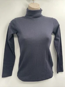 Bonpoint Kids Girl's Navy Blue Cotton Roll Neck Long Sleeve Sweatshirt Size 6 - Picture 1 of 12