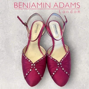 Benjamin Adams Womens Pink Silk Diamante Occasion Shoes EU 38 US 7.5 UK 5 - Picture 1 of 4