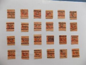 U S Coll'n of (24) used all diff. PRE-CANCEL defin. stamps-8-5-B-10.C J. TYLER