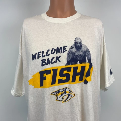 Welcome Back Mike Fisher Nashville Predators Jersey T Shirt NHL Hockey Size XL Cover