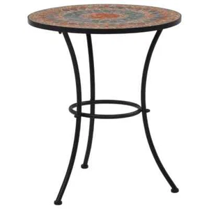 vidaXL Mosaic Bistro Table Orange/Grey 60cm Ceramic - Picture 1 of 8
