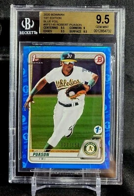 2020 Bowman 1st EDITION ROBERT PUASON BLUE /150 BGS 9.5 GEM MINT - Image 1 of 2