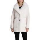 BCBGeneration Women's Fuzzy Faux Fur Mid-Length Coat with Notch Lapel
