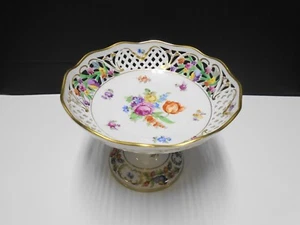 Vintage DRESDEN Schumann Bavaria Netz Blumen Kompott Schüssel 7 1/2" Durchmesser - Bild 1 von 5