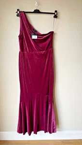 JOHN LEWIS MAXI DRESS Velvet One Shoulder Cruise Bridesmaid Wedding Pink 18 BNWT - Picture 1 of 11