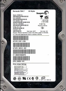 ST380011A, 9W2003-030, 3.08, WU, 5JV8, SEAGATE IDE 80GB 04377 - Picture 1 of 1