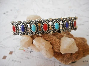 Carolyn Pollack Relios Sterling Turquoise Lapis Coral Cuff Bracelet   CP48A2 - Picture 1 of 14