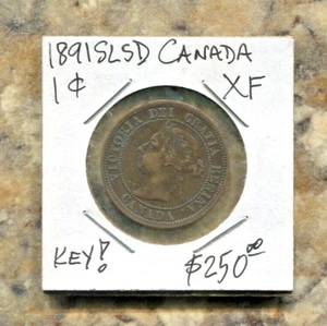 CANADA - FANTASTIC HISTORICAL QV BRONZE 1 CENT, 1891 SD - SL (BEST DATE), KM# 7 - Picture 1 of 3